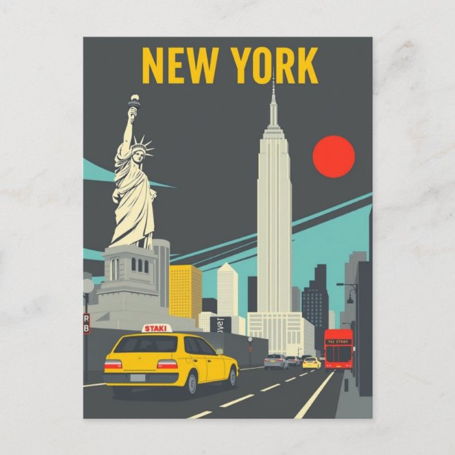 New York City Travel Iconic NYC Landmarks Vykort (Framsida)