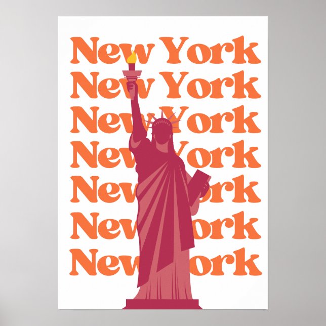New York City Travel Orange Rosa NYC Poster (Framsidan)