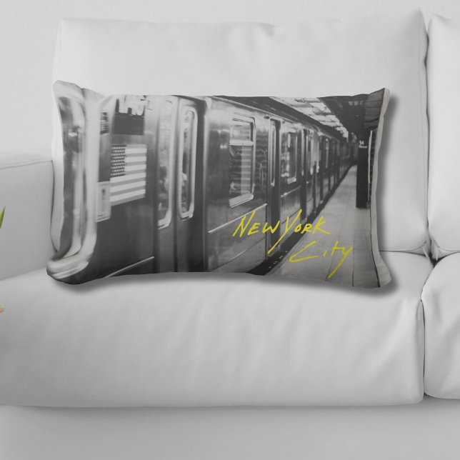 New York City Tunnelbanan Urban Chic Dekorativ kud Lumbarkudde (NYC Subway Throw Pillow Front)