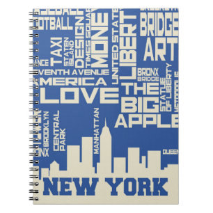 New York City typografiaffisch Anteckningsbok Med Spiral