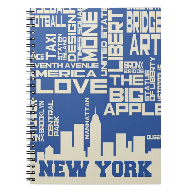 New York City typografiaffisch Anteckningsbok Med Spiral (Framsidan)