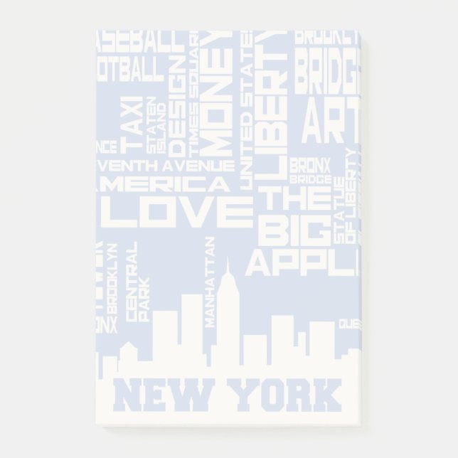 New York City typografiaffisch Post-it Block (Framsida)