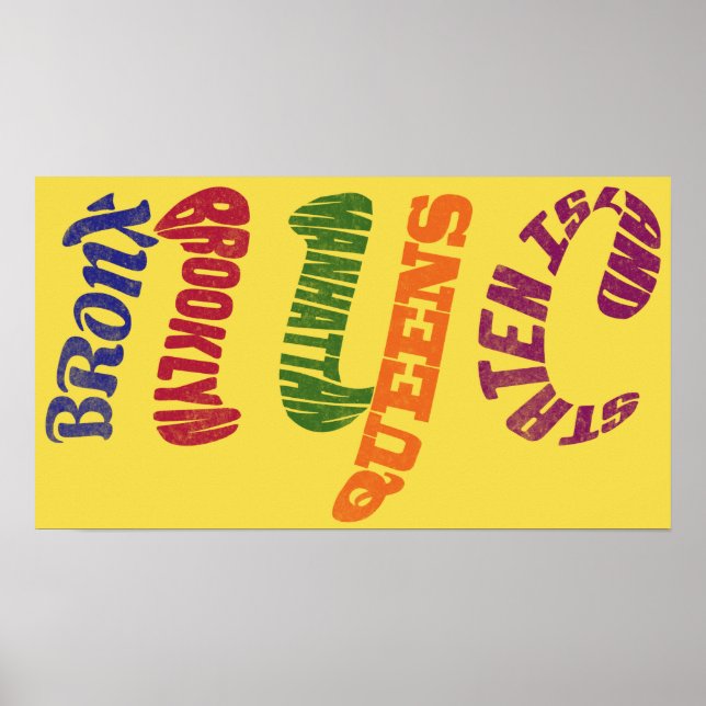 New York City Typografik NYC Poster utskrift (Framsidan)