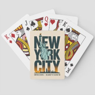 New York City Typography Frihetsgudinnan Skyline Casinokort