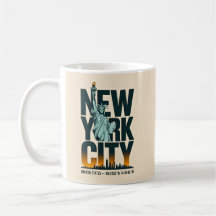 New York City Typography Frihetsgudinnan Skyline