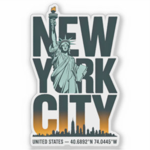 New York City Typography Frihetsgudinnan Skyline Klistermärken