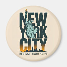 New York City Typography Frihetsgudinnan Skyline
