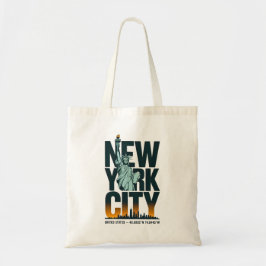 New York City Typography Frihetsgudinnan Skyline Tygkasse