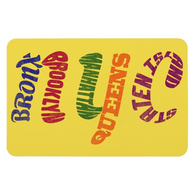 New York City Typography NYC Magnet (Horisontell)