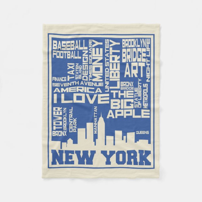 New York City Typography Poster Fleecefilt (Framsidan)