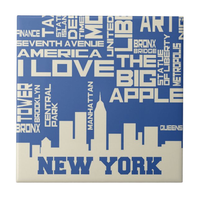 New York City Typography Poster Kakelplatta (Framsidan)