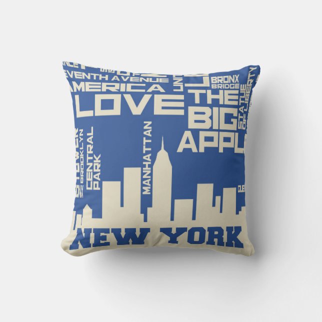 New York City Typography Poster Kudde (Framsida)