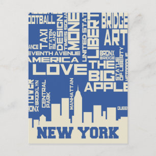 New York City Typography Poster Vykort