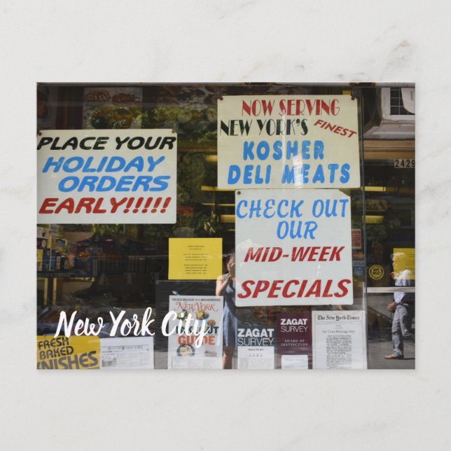 New York City Upper Väster Side Kosher Deli NYC Vykort (Framsida)