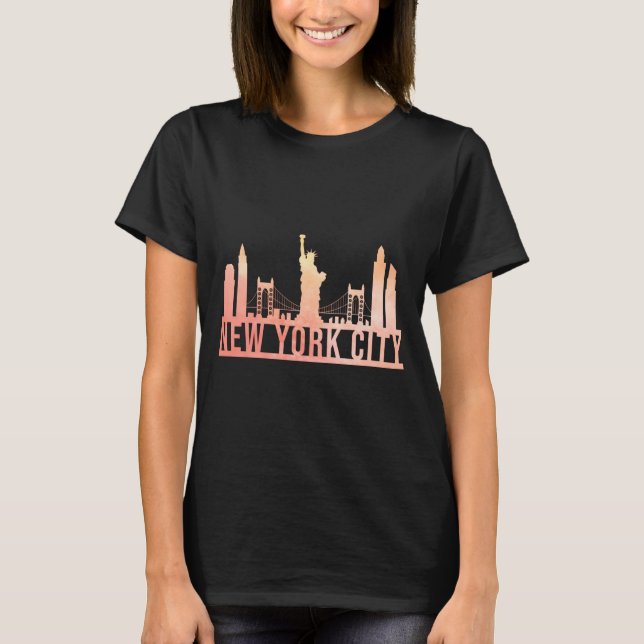 New York City Usa Cityscape Skyline Funny Gift _1  T Shirt (Framsida)