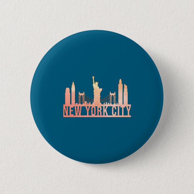 New York City Usa Cityscape Skyline Funny Gift  Knapp (Framsida)
