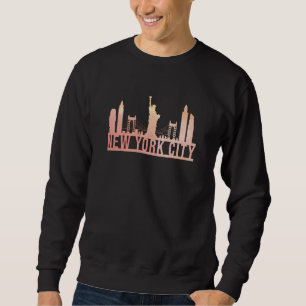 New York City USA Cityscape Skyline Funny Gift Lång Ärmad Tröja