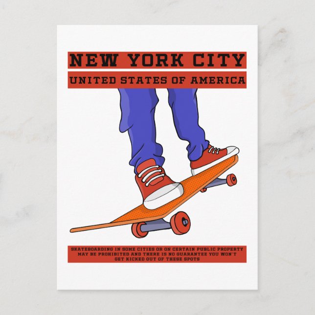 New York City, USA Coola Skateboard Vykort (Framsida)