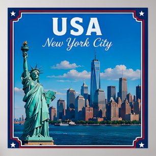 🗽 New York City USA Minne Från Besök vid Stadssil Poster