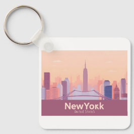 New York City USA Pastel Travel Nyckelring