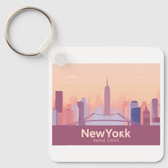 New York City USA Pastel Travel Nyckelring (Framsida)