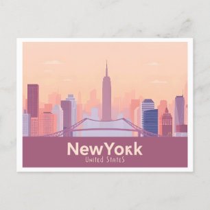New York City USA Pastell Resa Vykort