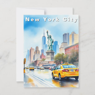 New York City USA Resa Akvarell Vykort