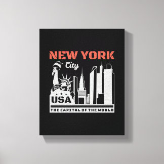 New York City USA Siluett Landmärke Resa Grafik Canvastryck