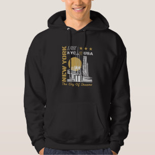 New York City USA Siluett Resegrafik Design Hoodie