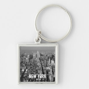New York City USA skyline 1987 Fyrkantig Silverfärgad Nyckelring