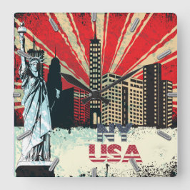 New York City USA vintagegrunge tar tid på Fyrkantig Klocka