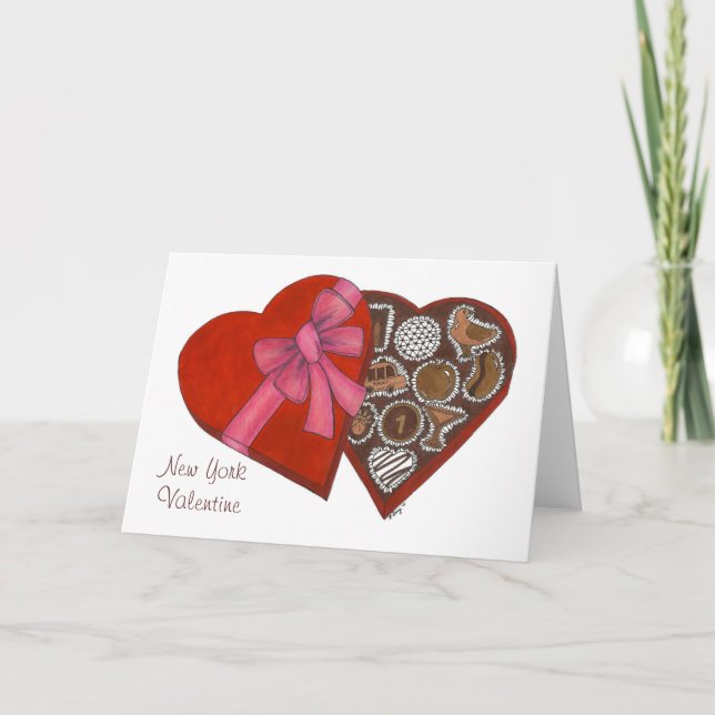 New York City Valentine Chocolate Box Candy NYC Helgkort (Framsida)