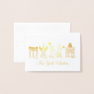 New York City Valentines Day NYC Landmarks Folierat Kort