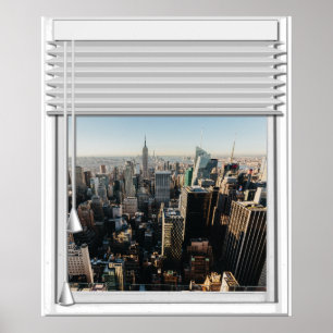 New York City View Fake Window med Blinder Poster