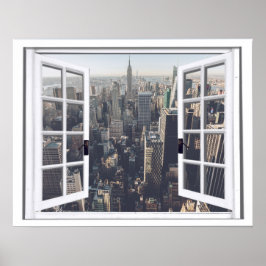 New York City View Faux Window Poster