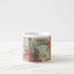 New York City Vintage Liberty Skyline Symbol Art Espressomugg