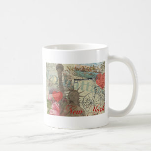 New York City Vintage Liberty Skyline Symbol Art Kaffemugg