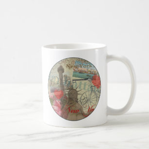 New York City Vintage Liberty Skyline Symbol Art Kaffemugg