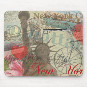 New York City Vintage Liberty Skyline Symbol Art Musmatta