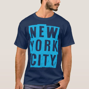 New York City Vintage Light Blue Text T Shirt