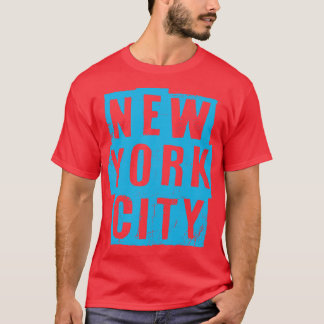 New York City Vintage Light Blue Text T Shirt