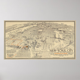 New York City - Vintage Pictorial karta - 1932 Poster