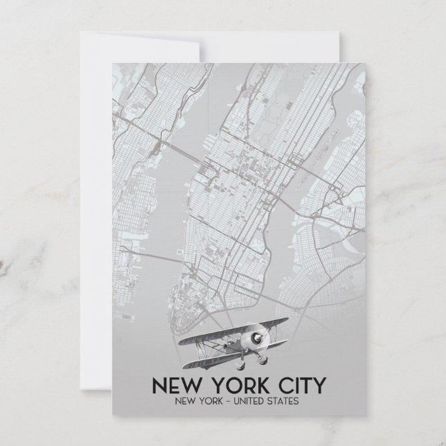 New York City Vintage stilkarta Inbjudningar (Baksida)