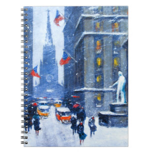 New York City. Vinter. God konst julklapp Anteckningsbok Med Spiral