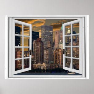 New York City Vy Fake Fönster Poster