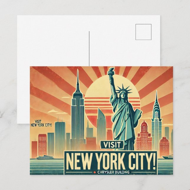 New York City-vykort Vykort (Fram/baksida)