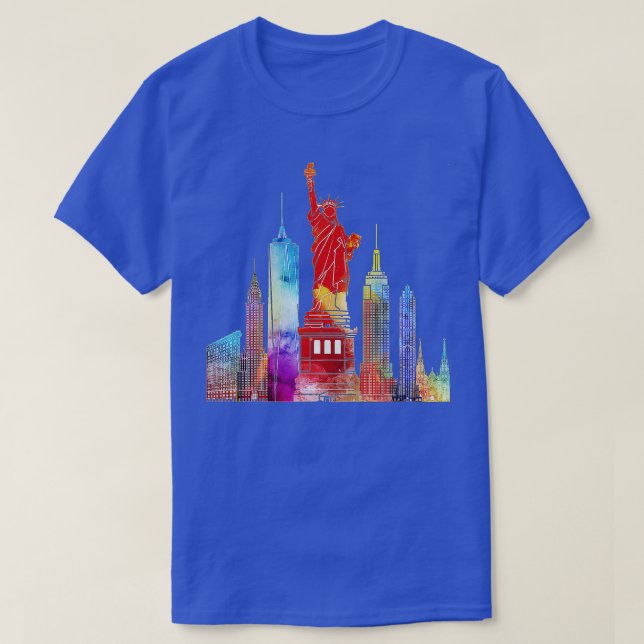 New York City Watercolor Frihetsgudinnan NYC T Shirt (Design framsida)
