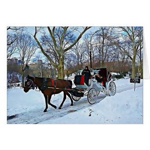 New York City Winter Horse Digital Art jul Hälsningskort