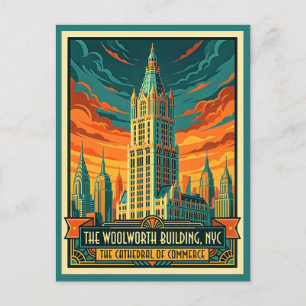 New York City, Woolworth Building 1920-talet Retro Vykort