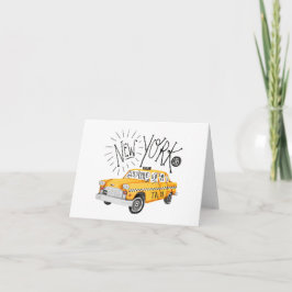 New York City Yellow Taxi Cab Car Greeting Card Kort
